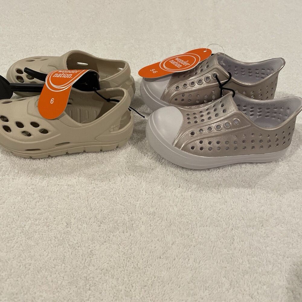 Set of 2 Pairs of Wonder Nation Girls Toddler Shoes Size 6 & 5/6 New with Tags